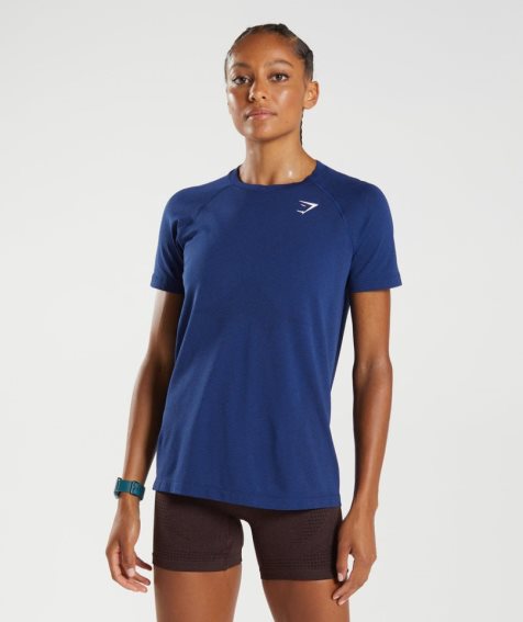 Women's Gymshark Vital Seamless 2.0 Light T-Shirts Blue | CA 68D5AN